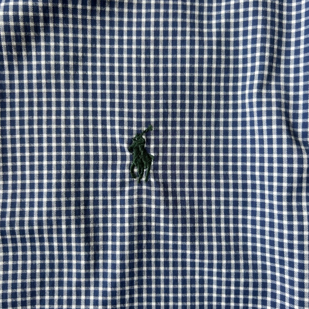 Polo Ralph Lauren Performance Blue Micro Gingham Button Down Large - Picture 3 of 5